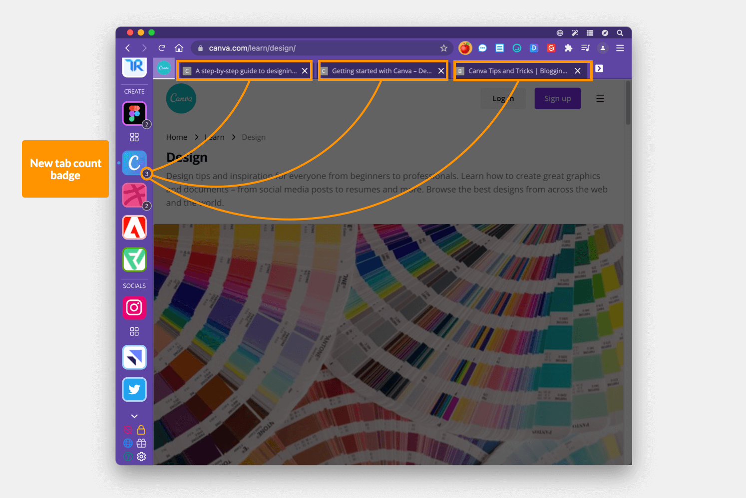 Use App tabs in your browser to stay focused as you work on the web