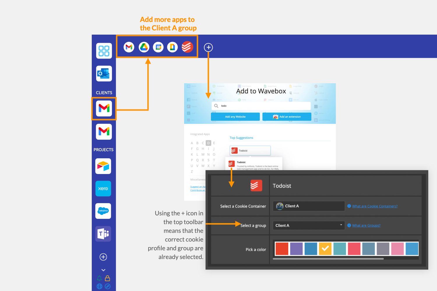 Add more apps to the group to create a workflow.