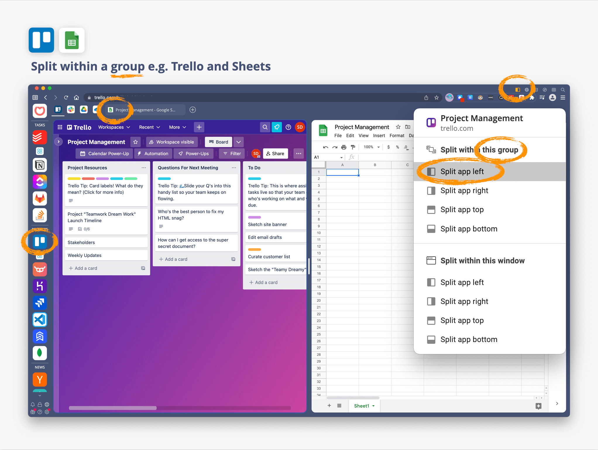 New! Split-Screen for Groups and Cookie Containers.