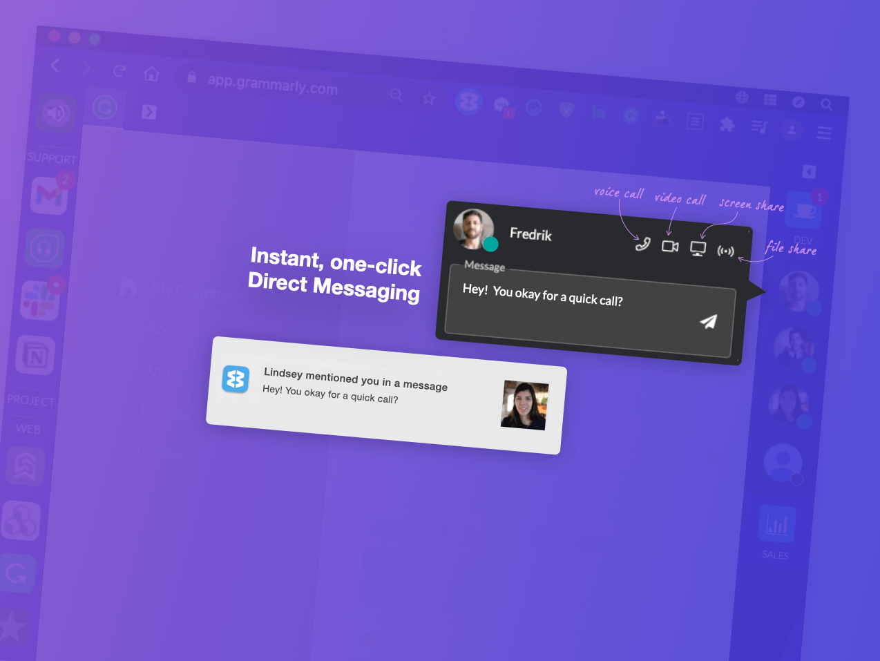 New! Send an instant DM straight from the browser.