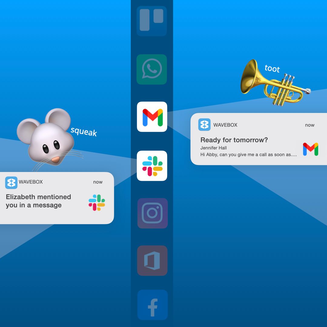 Toot for Gmail, Squeak for Slack. Identify Important Notifications with Sounds.