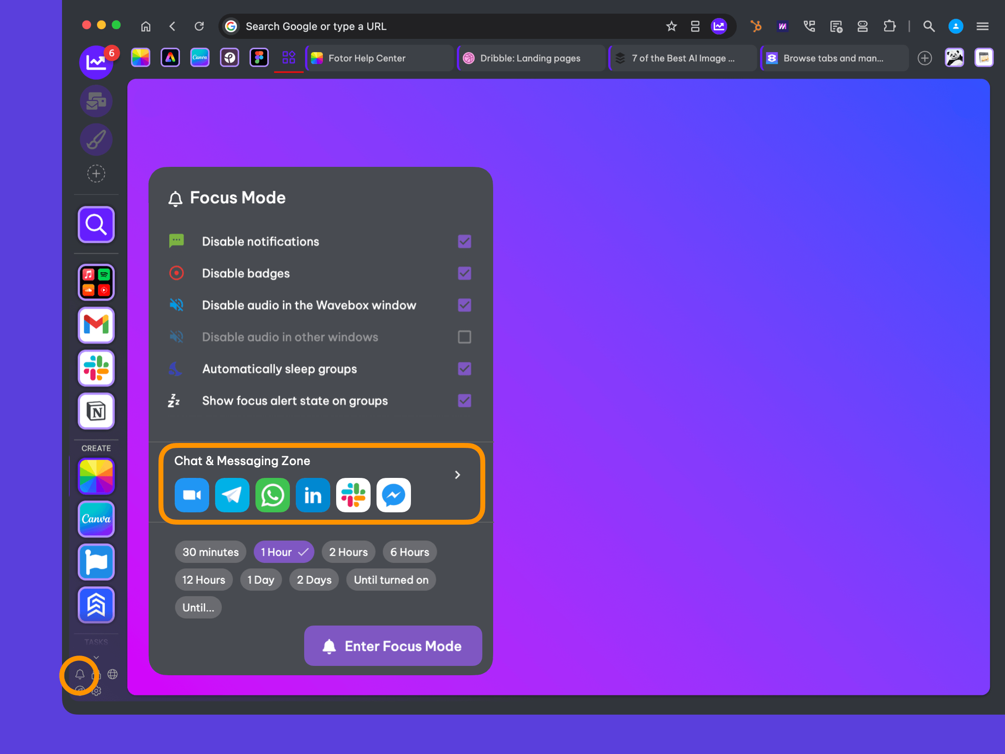 🔕 Mute Groups and Apps using Focus Mode Zones.