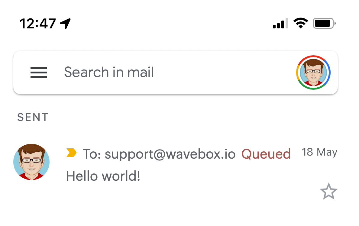 What does queued mean in Gmail 