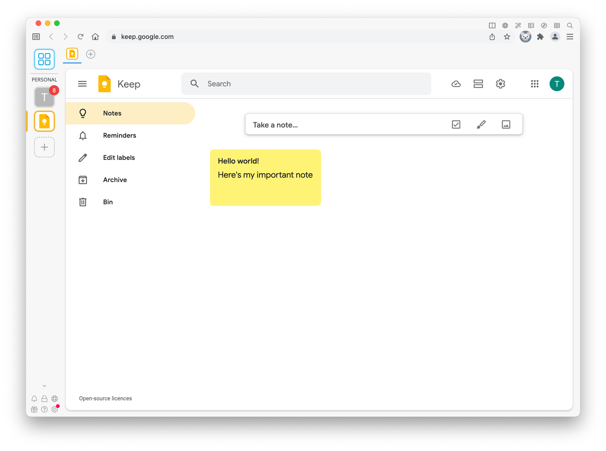 Show your Google Keep Notes in your Google Doc Sidebar