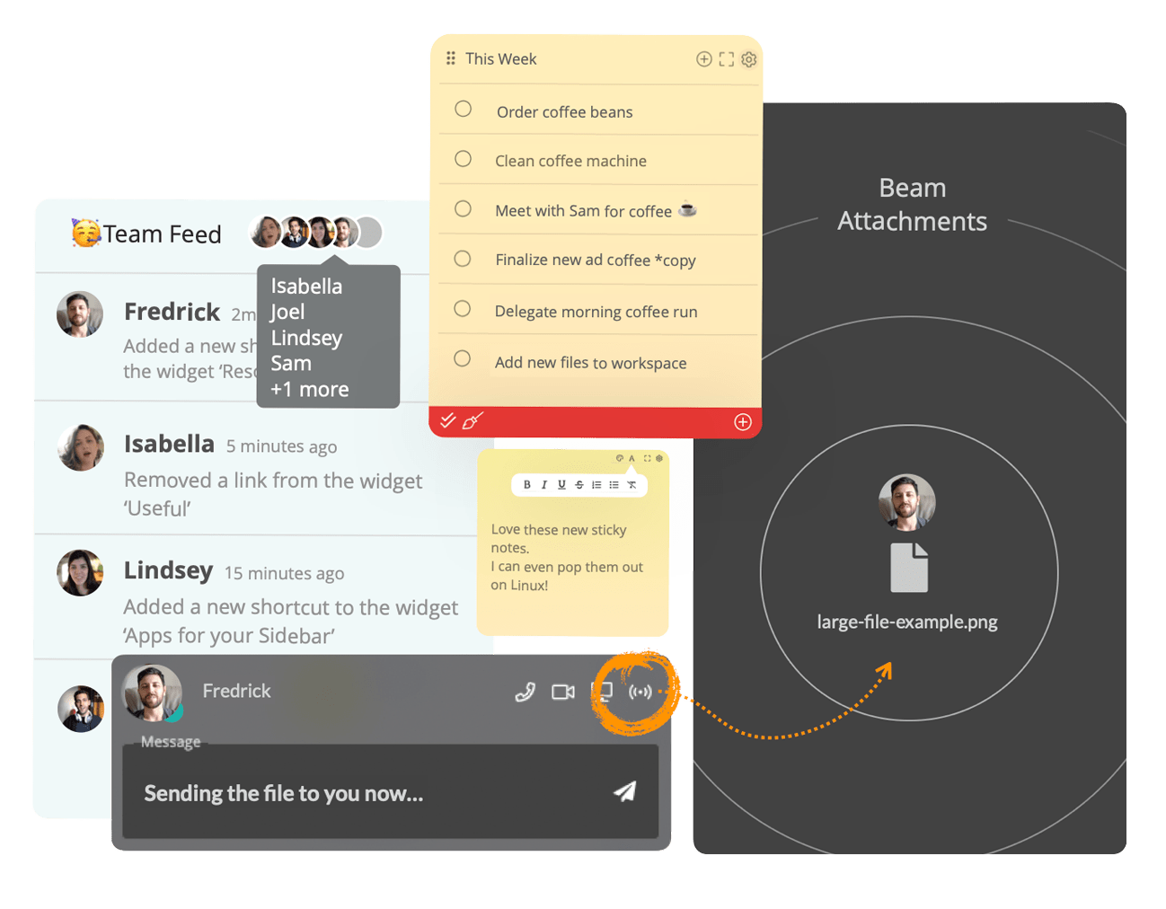Over 20 extension-style widgets for workspaces