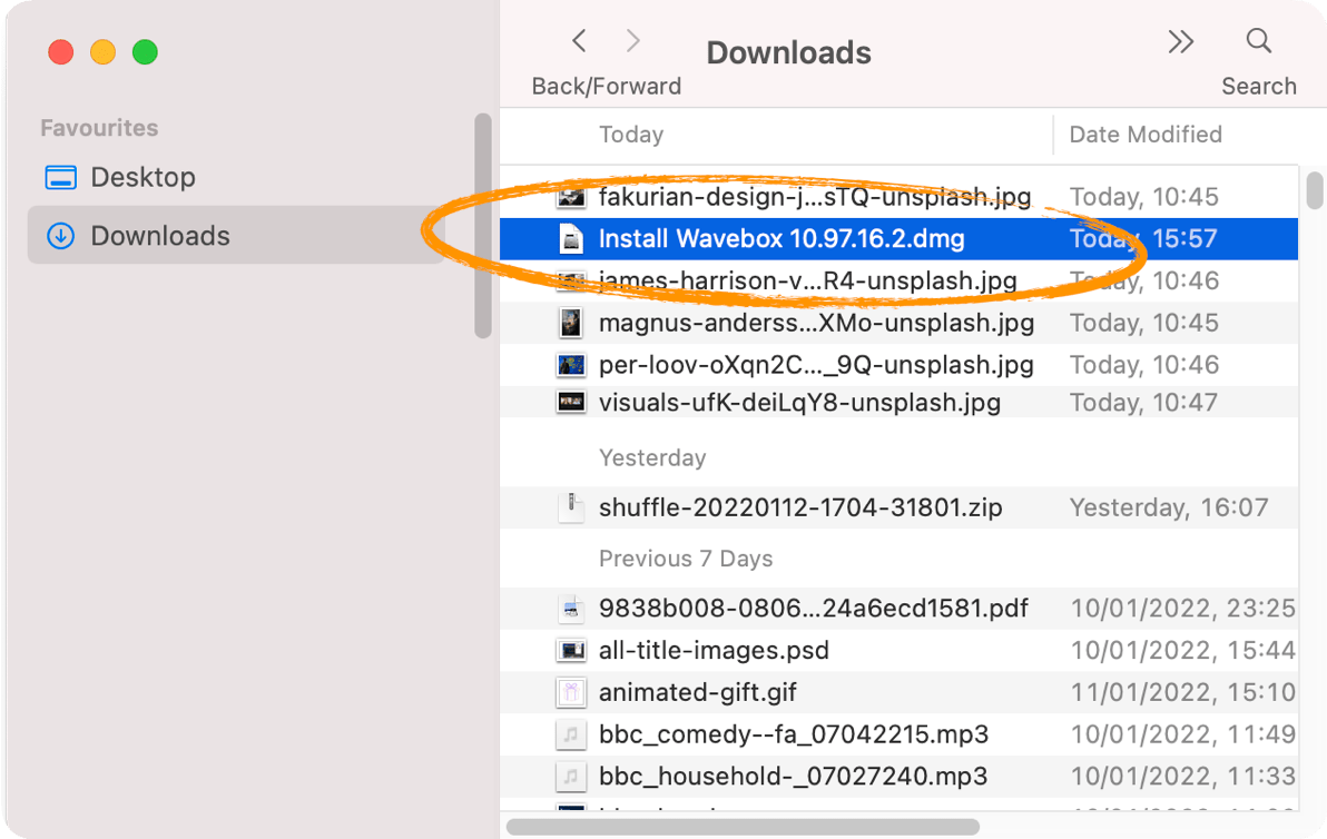 Go to your downloads folder in Finder
