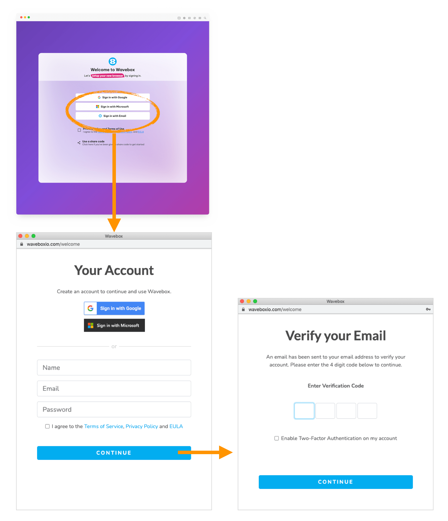 Enter an email to start a New Setup